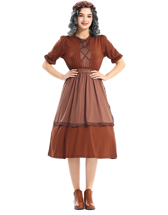 Womens Traditional Maid Costume Victorian Housekeeping Halloween Party Wear
